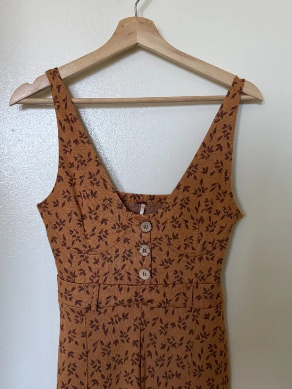 Free People Eyes On You Floral Flared Jumpsuit In Rust Orange S